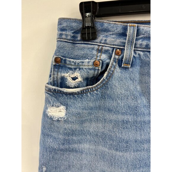 Levi’s 501 W29 L26 Distressed Light Wash Denim Jeans Women’s 29x26 Button Fly - Picture 9 of 16